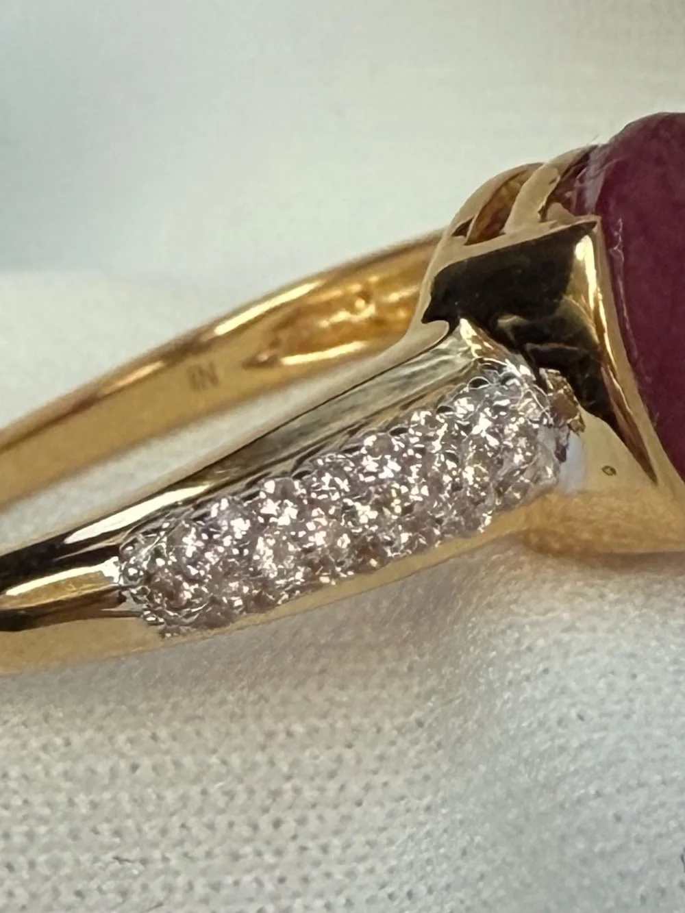10K Yellow Gold/925 Sterling Silver NW Zircon and Ruby Ring